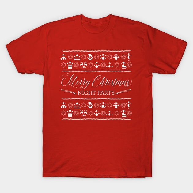 Merry Christmas Night Party Red T-Shirt by Design_Lawrence